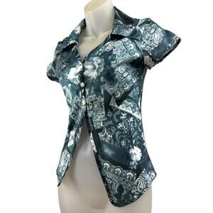 Vintage 90's YOUNIQUE CLOTHING USA satin trippy button down